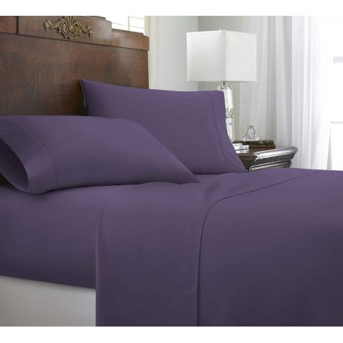  Ienjoy Home ienjoy Home 4 Piece Home Collection Premium Embossed Chevron Design Bed Sheet Set, Twin, Purple