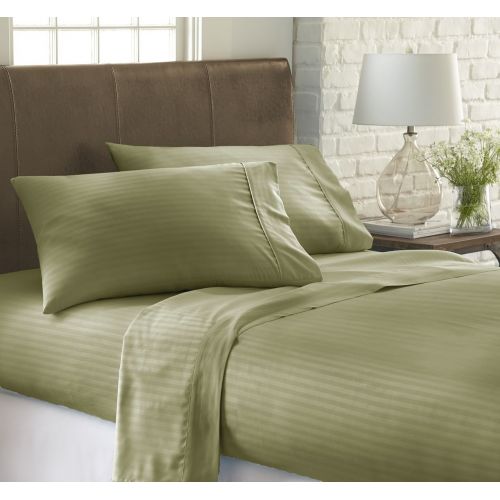  Ienjoy Home ienjoy Home Dobby 4 Piece Home Collection Premium Embossed Stripe Design Bed Sheet Set, California King, Sage