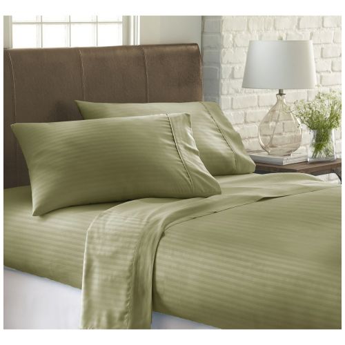  Ienjoy Home ienjoy Home Dobby 4 Piece Home Collection Premium Embossed Stripe Design Bed Sheet Set, Queen, Sage