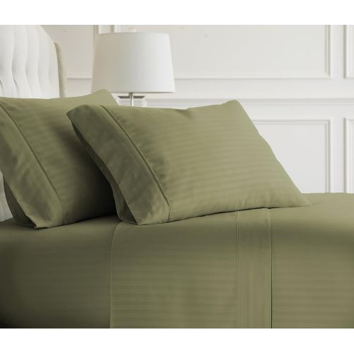  Ienjoy Home ienjoy Home Dobby 4 Piece Home Collection Premium Embossed Stripe Design Bed Sheet Set, Queen, Sage