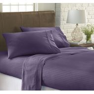 Ienjoy Home ienjoy Home Dobby 4 Piece Home Collection Premium Embossed Stripe Design Bed Sheet Set, Full, Purple