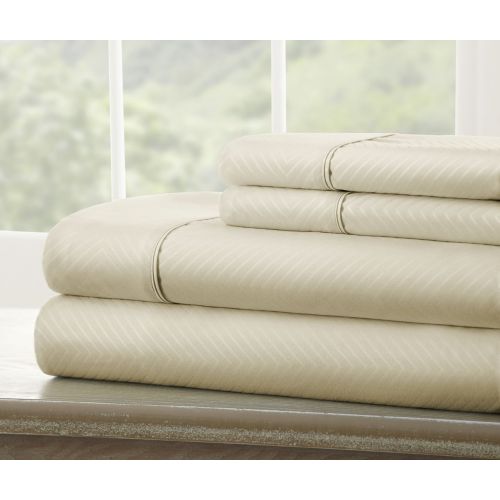  Ienjoy Home ienjoy Home 4 Piece Home Collection Premium Embossed Chevron Design Bed Sheet Set, Twin, Cream