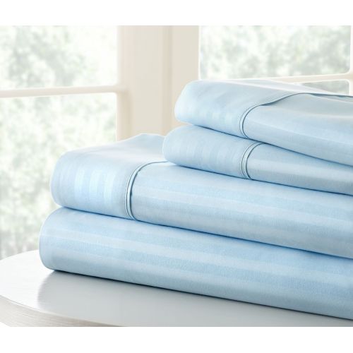  Ienjoy Home ienjoy Home Dobby 4 Piece Home Collection Premium Embossed Stripe Design Bed Sheet Set, Full, Aqua