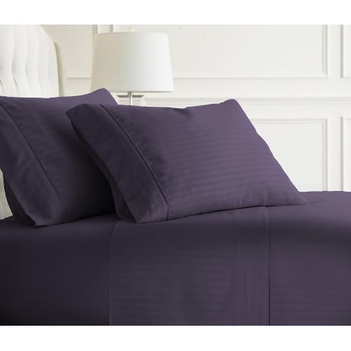  Ienjoy Home ienjoy Home Dobby 4 Piece Home Collection Premium Embossed Stripe Design Bed Sheet Set, Queen, Purple