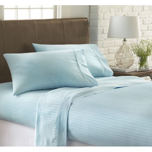  Ienjoy Home ienjoy Home Dobby 4 Piece Home Collection Premium Embossed Stripe Design Bed Sheet Set, King, Aqua