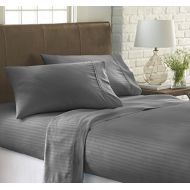 Ienjoy Home ienjoy Home Dobby 4 Piece Home Collection Premium Embossed Stripe Design Bed Sheet Set, Queen, Gray
