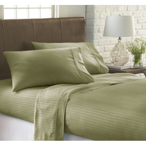  Ienjoy Home ienjoy Home Dobby 4 Piece Home Collection Premium Embossed Stripe Design Bed Sheet Set, Full, Sage