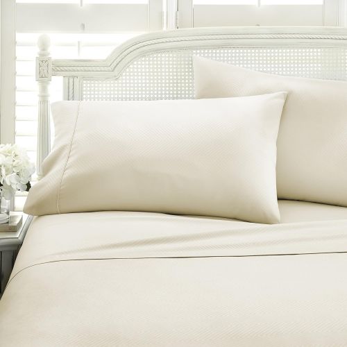  Ienjoy Home ienjoy Home Hotel Collection Embossed Chevron 4 Piece Sheet Set, TWIN, IVORY