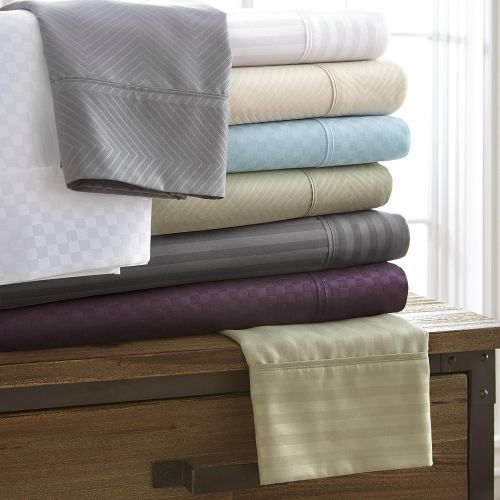  Ienjoy Home ienjoy Home Hotel Collection Embossed Chevron 4 Piece Sheet Set, TWIN, IVORY