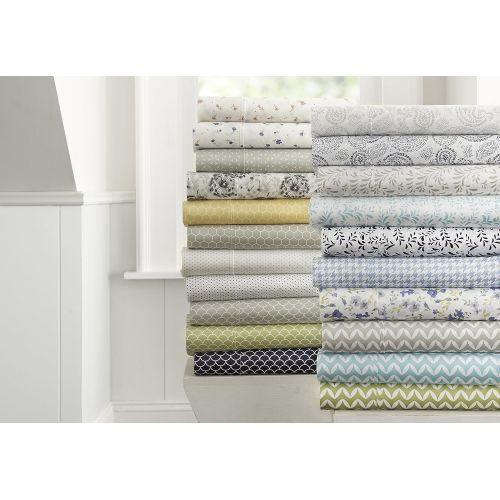  Ienjoy Home ienjoy Home 4 Piece Sheet Set Blossom Patterned, California King, Light Blue