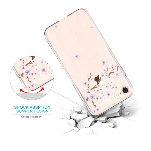  iPhone 7 4.7Inch Case, Iessvi Fashion Flower Pattern TPU Silicone Case Shell for iPhone7