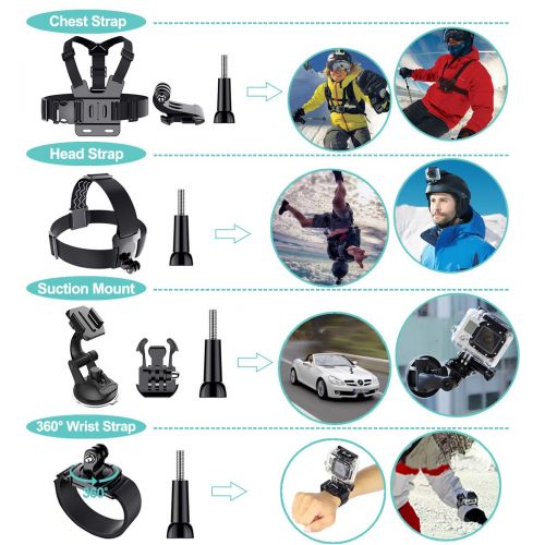  Ietreme Iextreme 50 in 1 Action Camera Accessories Kit for GoPro Hero 2018 GoPro Hero7 6 5 4 3 with Carrying CaseChest StrapOctopus Tripod