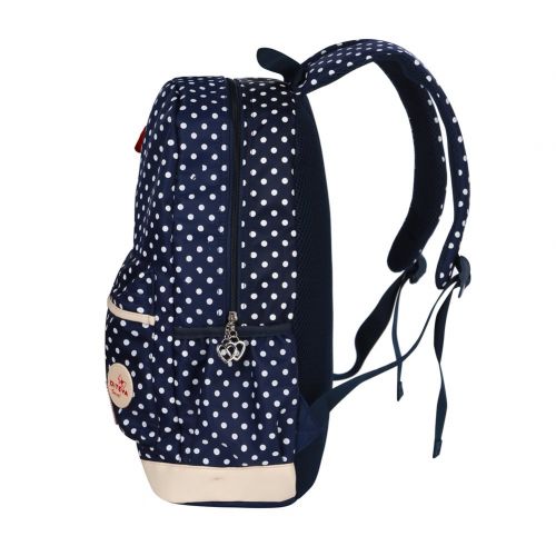  Ifantasy Girls Backpack PolkaDot Waterproof School Book Bag Set for Kids Teen
