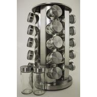 Ifavor123 Stainless Steel Round Revolving Spice Rack for Dried Seasoning Spices Herbs  20 Jars Storage Organizer