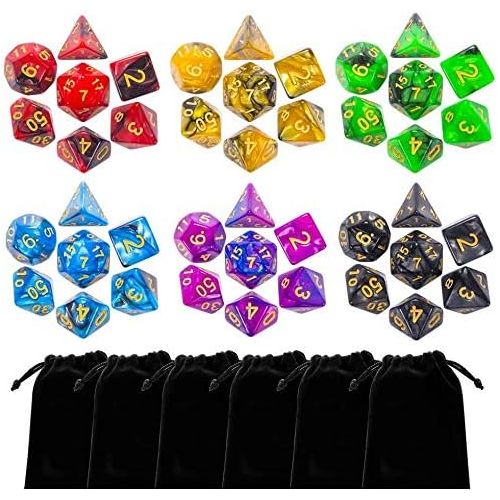  [아마존베스트]IFergoo iFergoo DND Dice, 42pcs Polyhedral Game Dice with 6 Punches for Role Playing Game Dungeons and Dragons D&D Pathfinder Shadowrun and Math Teaching (42pcs DND Dice)