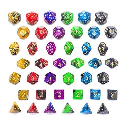  [아마존베스트]IFergoo iFergoo DND Dice, 42pcs Polyhedral Game Dice with 6 Punches for Role Playing Game Dungeons and Dragons D&D Pathfinder Shadowrun and Math Teaching (42pcs DND Dice)