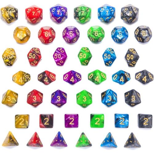  [아마존베스트]IFergoo iFergoo DND Dice, 42pcs Polyhedral Game Dice with 6 Punches for Role Playing Game Dungeons and Dragons D&D Pathfinder Shadowrun and Math Teaching (42pcs DND Dice)