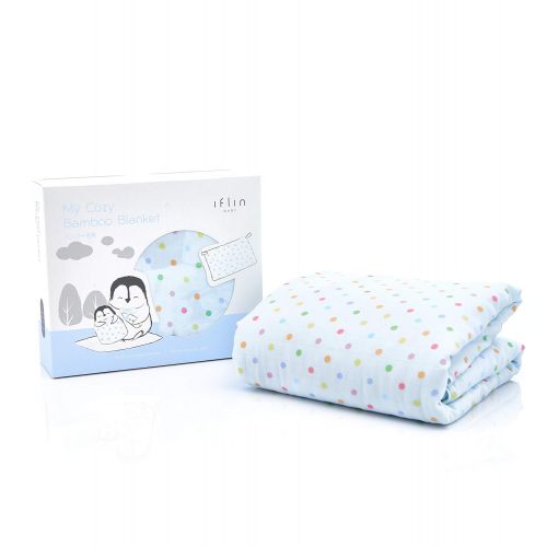  Iflin Baby iflin baby-My Cozy Bamboo Baby Blanket, 2 Layers of Silky Soft Bamboo Muslin with Soft Padding in The Middle, with 2 “Stay on” Straps to Snap with Stroller, Newborn - 2, Cuddly&Flu