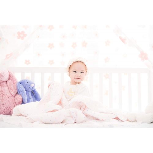  Iflin Baby iflin baby-My Cozy Bamboo Baby Blanket, 2 Layers of Silky Soft Bamboo Muslin with Soft Padding in The Middle, with 2 “Stay on” Straps to Snap with Stroller, Newborn - 2, Cuddly&Flu