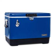 Igloo Ultratherm 54 Quart Modern Steel Legacy Cooler with Soft Grip Handle and Attached Stainless Steel Bottle Opener, Blue