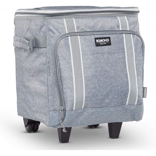  Igloo 40 Can Large Portable Insulated Soft Cooler with Rolling Wheels