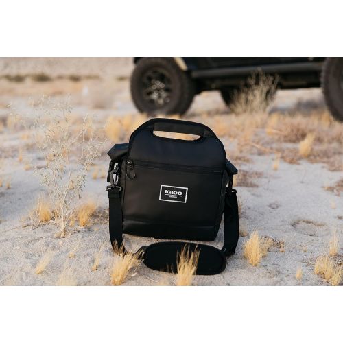  Igloo Pursuit 16-Can Portable Lunch Box Bag Cooler with Padded Strap, Black
