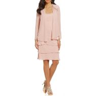 Ignite Evenings Lace-Shoulder Chiffon Jacket Dress