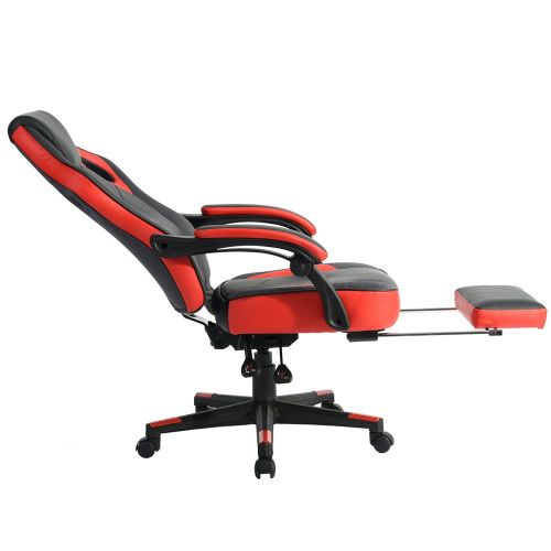  Ihouse HOMY CASA Adjustable Leather Computer Desk Swivel Office Chair with High Back&Armrest &Headrest (Red Patchwork)