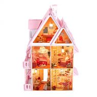 IiE Create iiE Create DIY Wooden Miniatures Doll House Kit with Furniture and Dust Cover