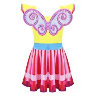 Iiniim iiniim Kids Girls Fancy Costumes Dresses up with Wings Ruffled Fly Sleeve Rainbow Halloween Pageant Party Tutu Dress