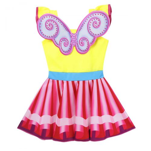  Iiniim iiniim Kids Girls Fancy Costumes Dresses up with Wings Ruffled Fly Sleeve Rainbow Halloween Pageant Party Tutu Dress