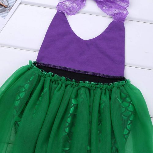  Iiniim iiniim Infant Baby Girls Mermaid Princess Cosplay Outfit Romper Set Ruffles Tutu Dress with Headband Set