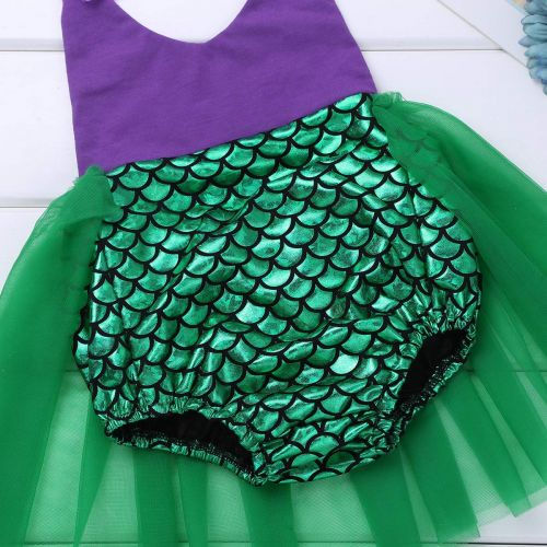  Iiniim iiniim Infant Baby Girls Mermaid Princess Cosplay Outfit Romper Set Ruffles Tutu Dress with Headband Set