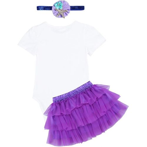  iiniim Baby Girls Mermaid First 1st Birthday Outfit Romper Bodysuit with Tutu Skirt Headband Set Princess Party Costumes