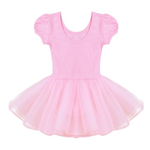  Iiniim iiniim Toddler Little Girls Short Bubble Sleeves Rhinestone Ballet Dance Leotard Tutu Skirted Princess Dress