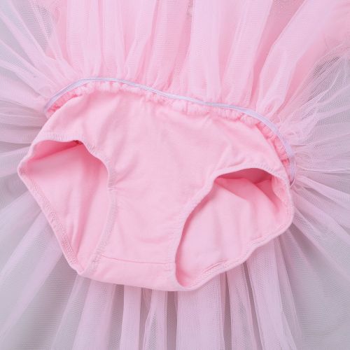  Iiniim iiniim Toddler Little Girls Short Bubble Sleeves Rhinestone Ballet Dance Leotard Tutu Skirted Princess Dress