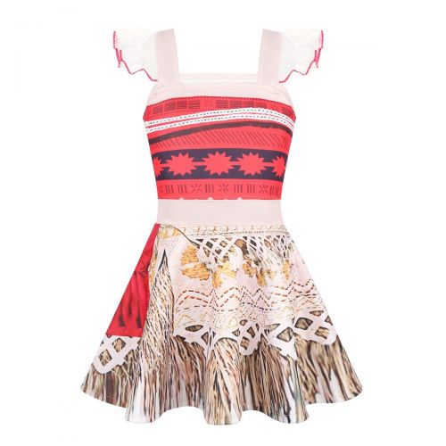 Iiniim iiniim Little Girls Princess Moana Costumes Adventure Outfit Party Birthday Fancy Dress up with Necklace and Hair Clips Set