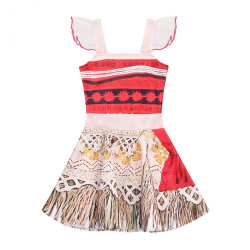  Iiniim iiniim Little Girls Princess Moana Costumes Adventure Outfit Party Birthday Fancy Dress up with Necklace and Hair Clips Set