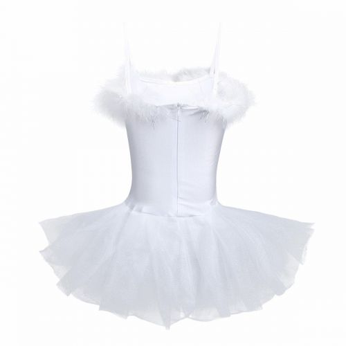  Iiniim iiniim Girls Sequined Beads Ballet Tutu Dress Leotard Outfit White Swan Party Dance wear Costumes Gloves Hair Clip