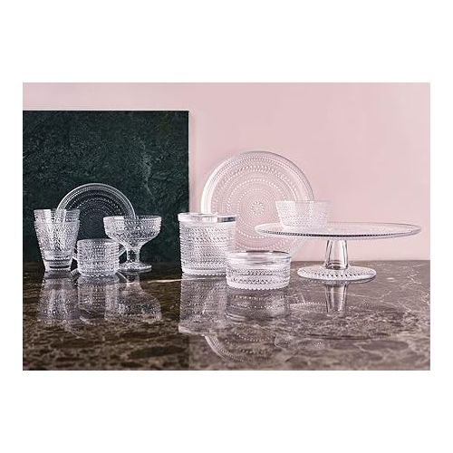  Iittala Kastehelmi Plate and Bowls, Glass, Transparent, 18.4 x 18.4 x 8.3 cm