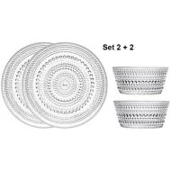 Iittala Teller + Schalchen Set 4 TLG. - kristall klar Kastehelmi