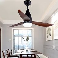 Ikakon Ceiling Fans 44-Inch Modern Ceiling Fan With Light and Remote 3 Black Blades