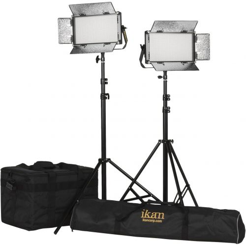  Ikan RB5-2PT-KIT 2-Point Panel LED Light Kit Lights with Gold & V-Mount Battery Plate, Black