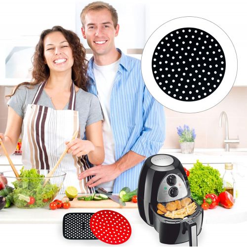  ikasus Reusable Air Fryer Liners a€“ 8 Inch Round, Non-Stick Silicone Air Fryer Mats Air Fryer Accessories For NINJA, GOURMIA, POWER XL, INSTANT POT, CHEFMAN, GOWISE