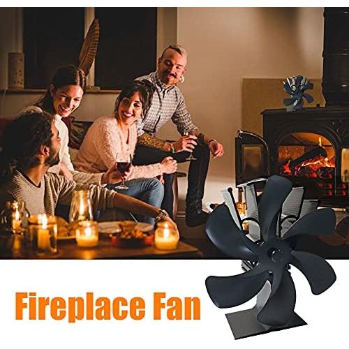  ikasus 6 Blades Heat Powered Stove Fan for Wood / Log Burner / Fireplace, Auto sensing Silent Wood Burning Fireplace Fans for Silent Operation Energy Saving Portable Fireplace Fan