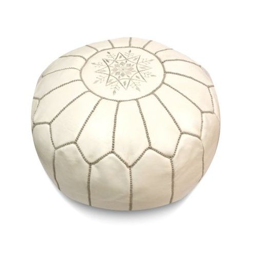  Ikram Design Round Moroccan Leather Pouf