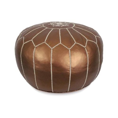  Ikram Design Round Moroccan Leather Pouf