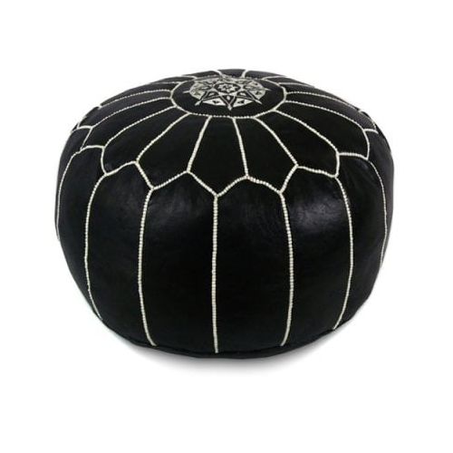  Ikram Design Round Moroccan Leather Pouf