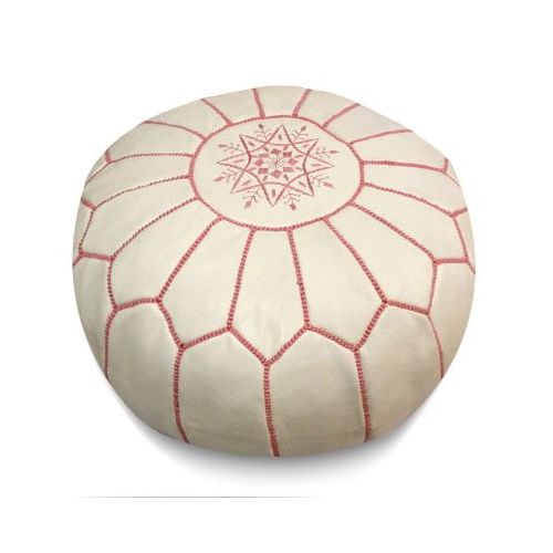  Ikram Design Round Moroccan Leather Pouf