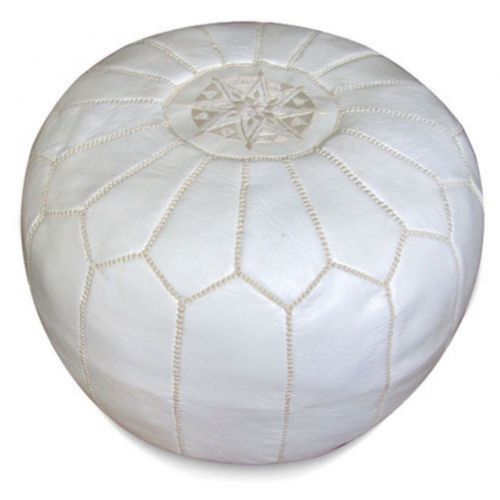  Ikram Design Round Moroccan Leather Pouf